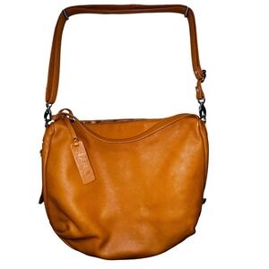 TANO Leather Hobo Bag Shoulder Purse Camel Brown Convertible Strap Flawless $165